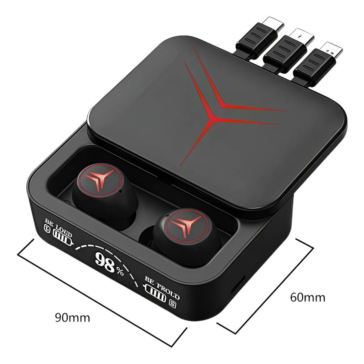 GENERICO - Audifonos Bluetooth Power Bank 3 En 1, Elegante Negro BELUG