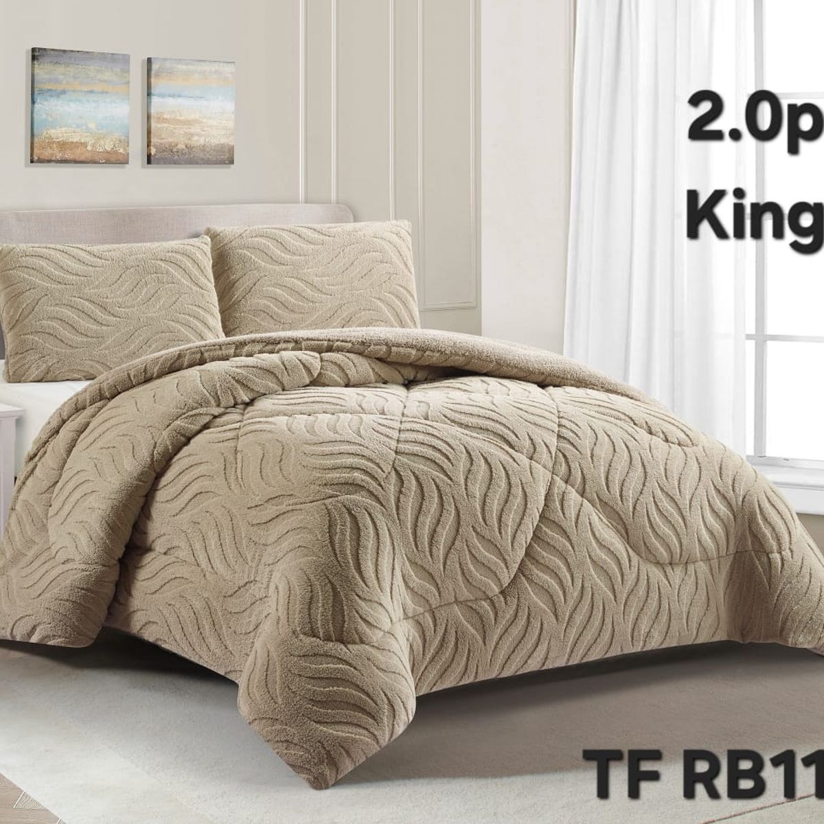 GENERICO - Cubrecama de Invierno Sherpa Texturizado con Chiporro King TFRB11