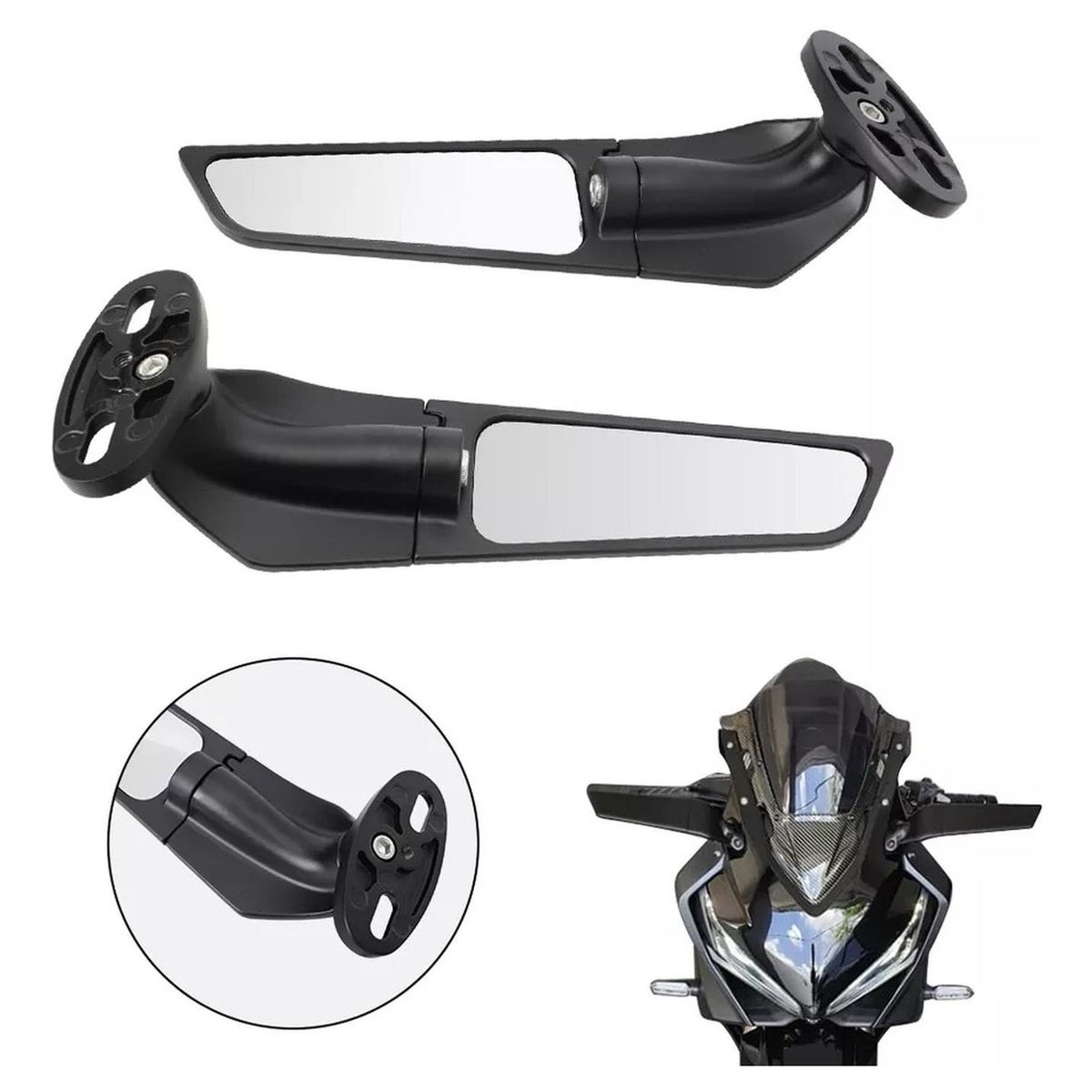 GENERICO - Espejos Para Moto Deportivas Universal  Tipo Alerón