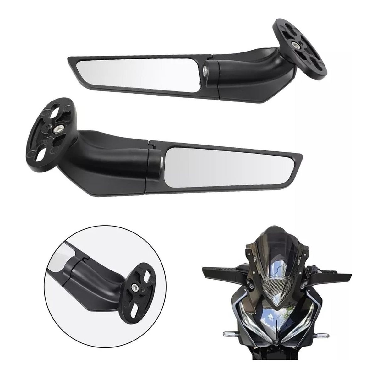 GENERICO - Espejos Para Moto Deportivas Universal  Tipo Alerón