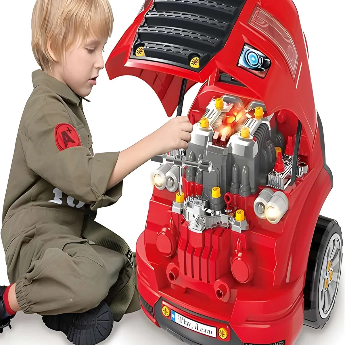 GENERICO - Juguete Auto Para Reparar Con Luces Sonidos Y Accesorios Rojo