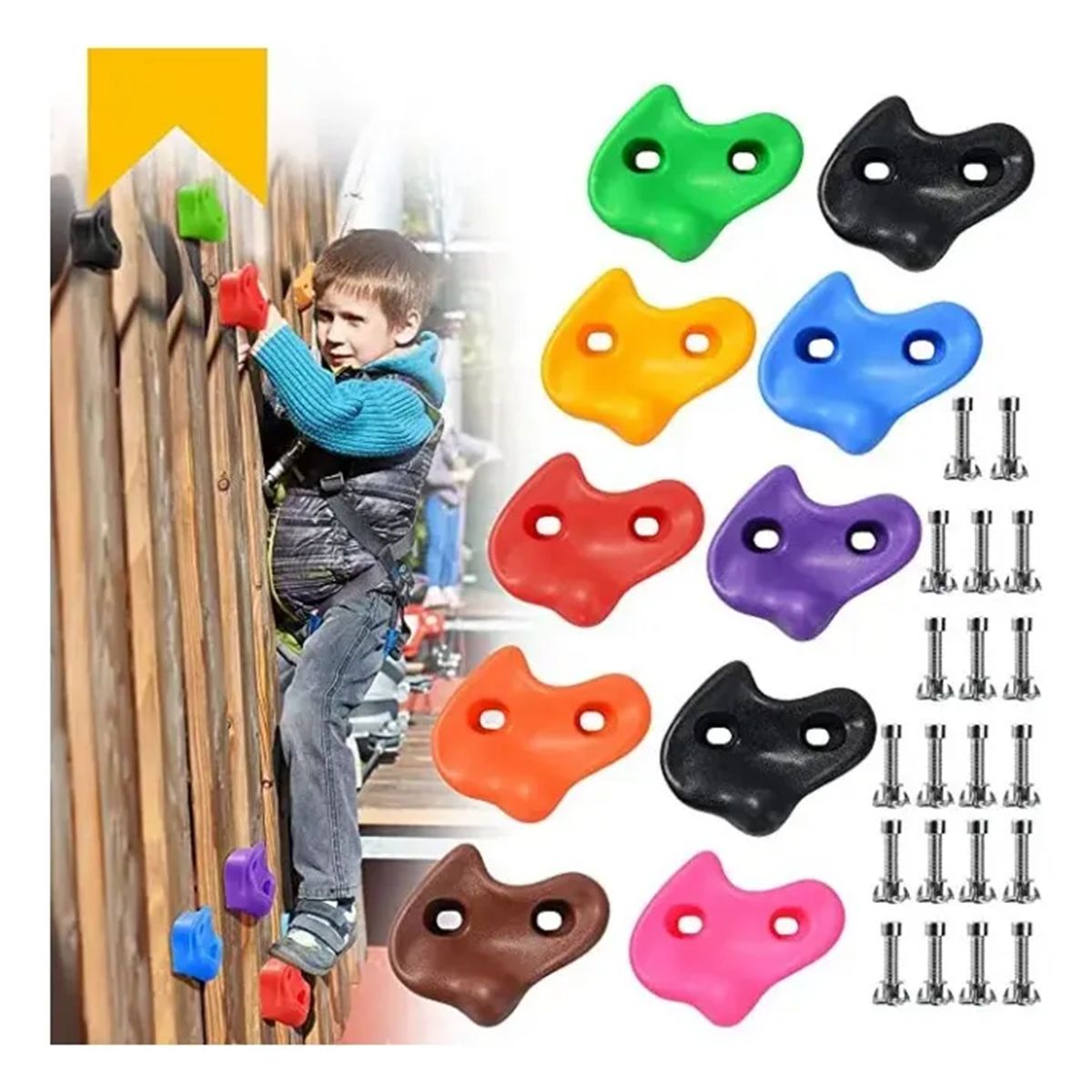 GENERICO - 32pcs Presas Piedras Escalada Niños Madera Muro Trekking