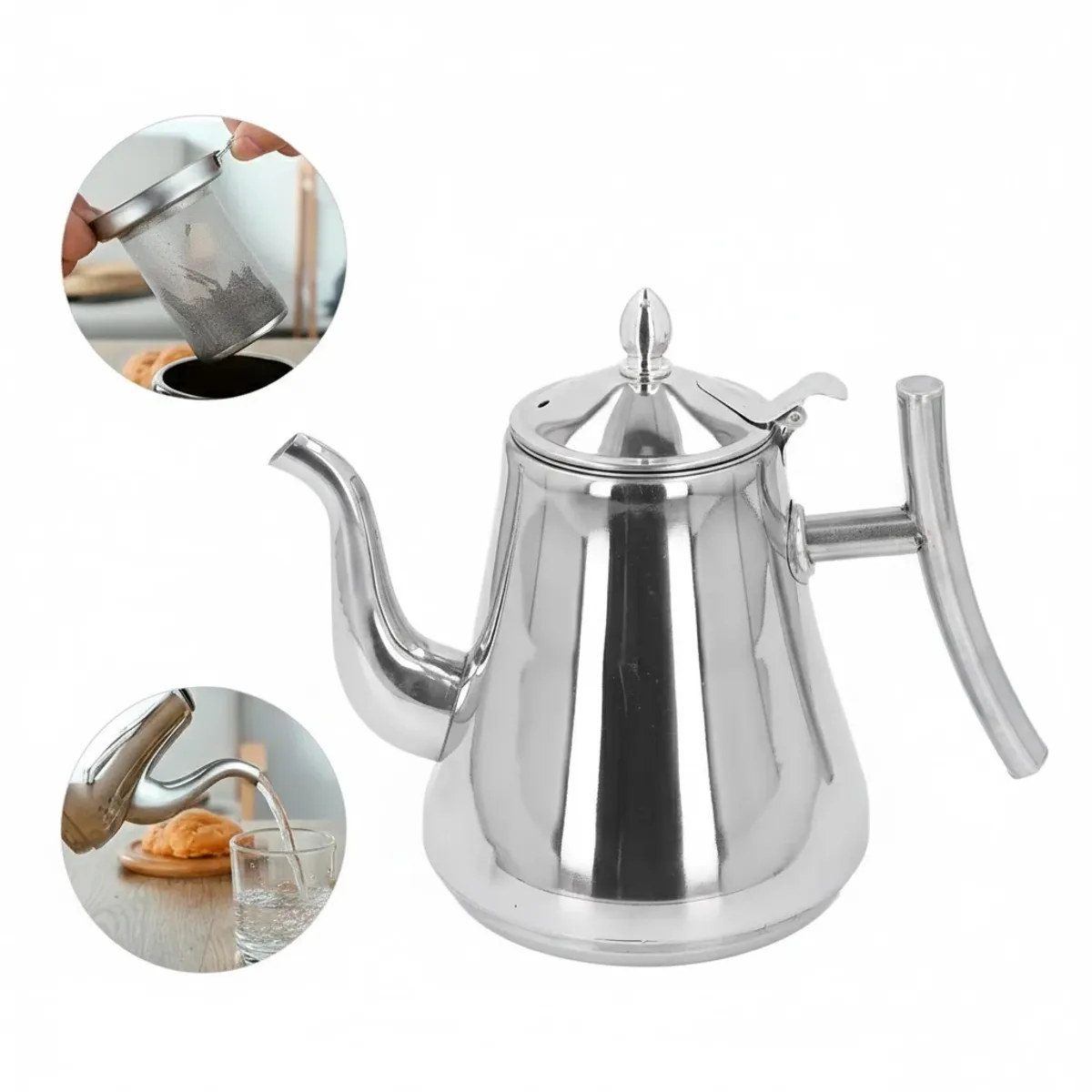 GENERICO - Tetera Infusor Acero Inoxidable Para Té Y Infusiones 1 Litro