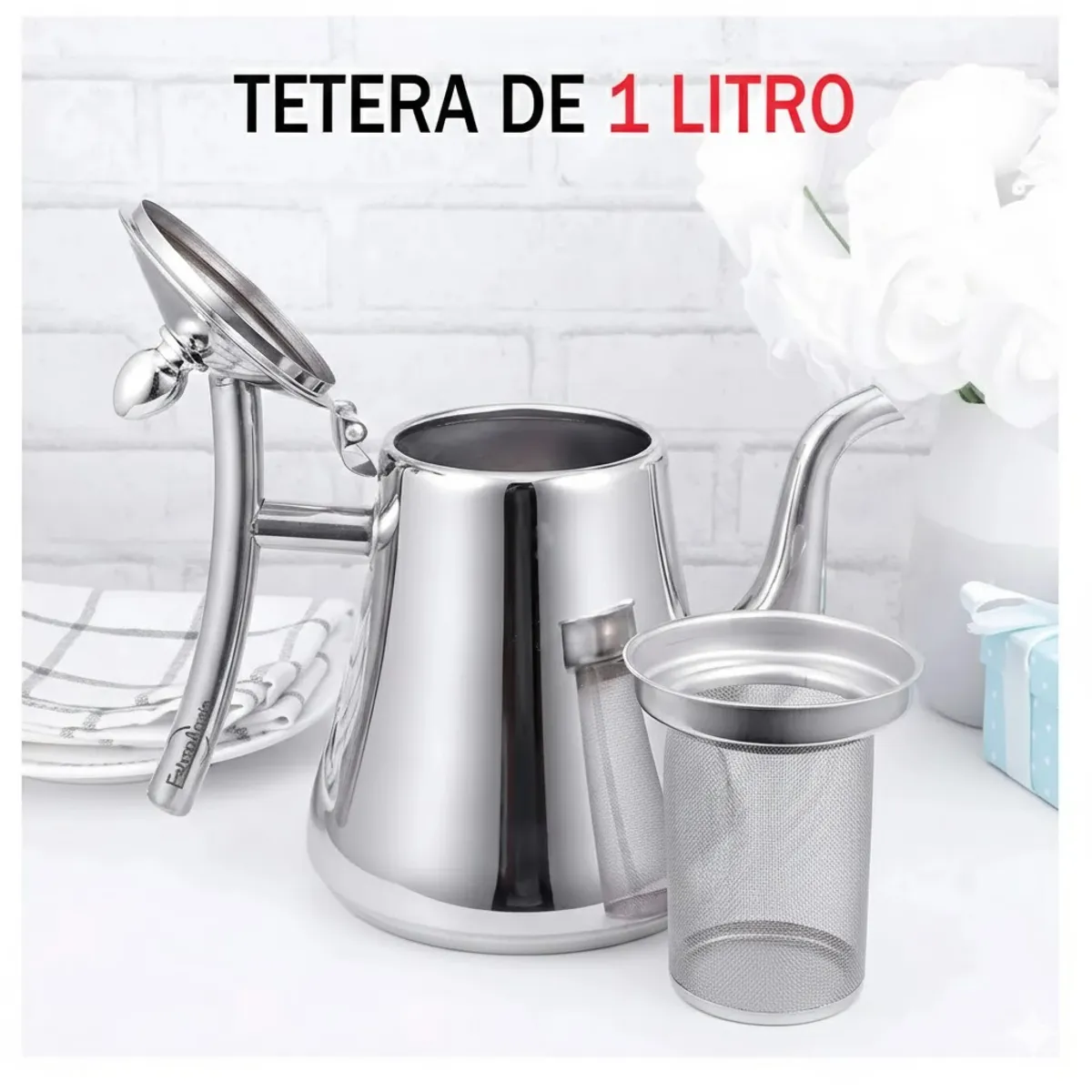 GENERICO - Tetera Infusor Acero Inoxidable Para Té Y Infusiones 1 Litro