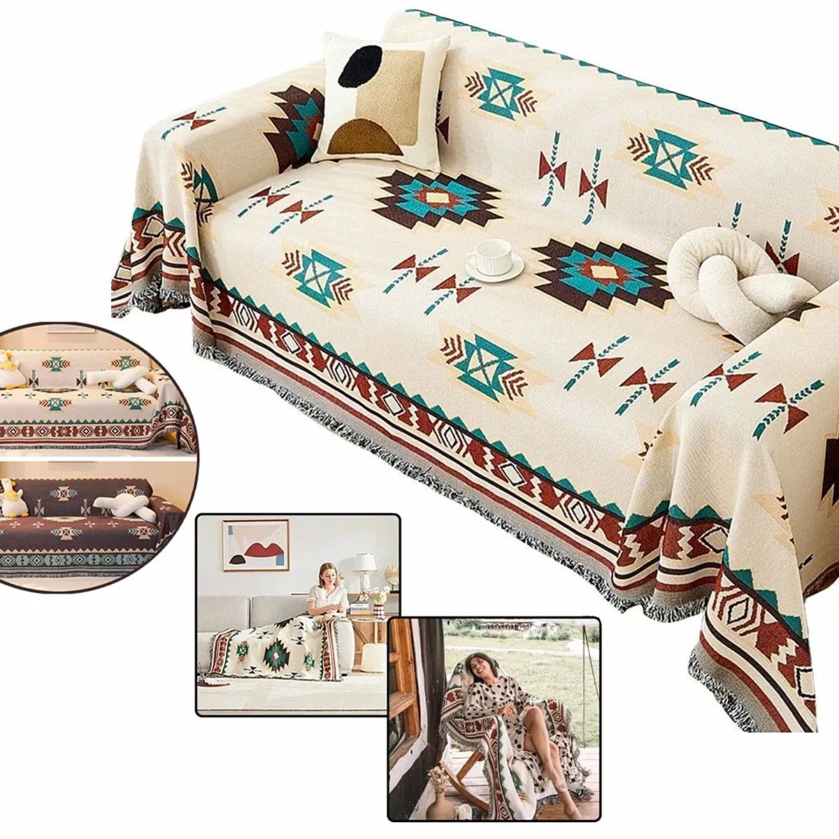 GENERICO - Manta Decorativa Tejida Estilo Nordico Para Sofa Sillon Cama Como Se Muestra En La Figura