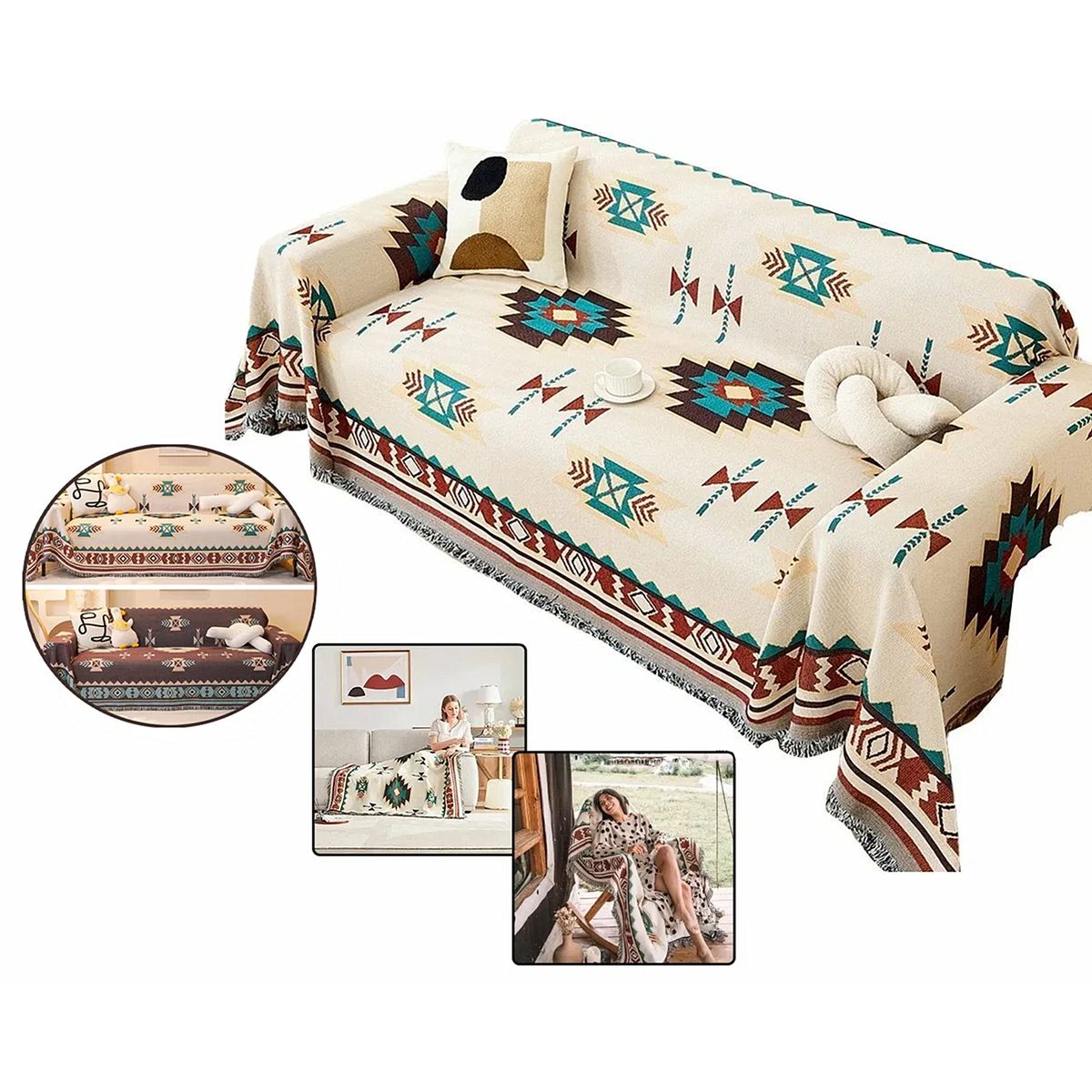 GENERICO - Manta Decorativa Tejida Estilo Nordico Para Sofa Sillon Cama Como Se Muestra En La Figura