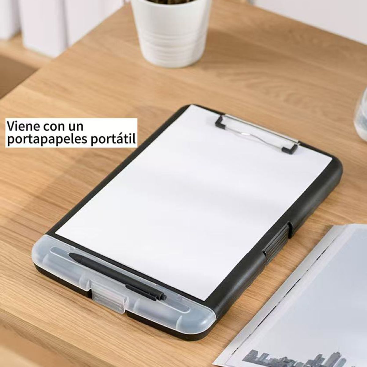 GENERAL - Carpeta Multifunción De Tableta Con Ganchos Y Almacenamiento Negro