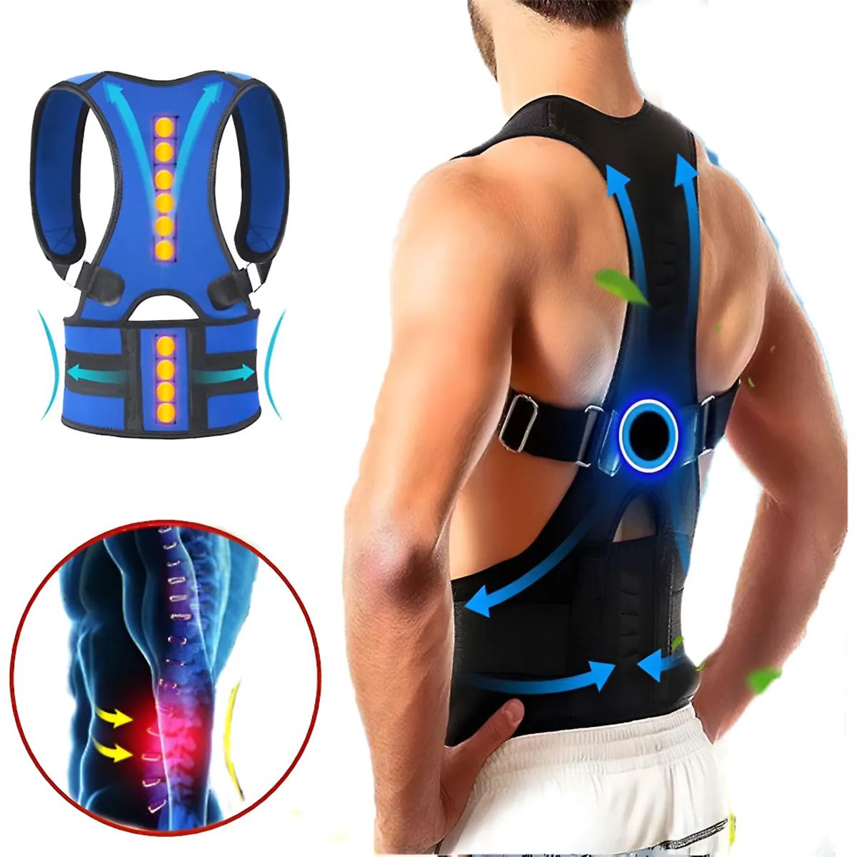 GENERICO - Con Imán Soporte Lumbar Corrector De Postura Unisex L