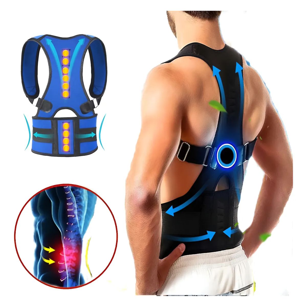 GENERICO - Con Imán Soporte Lumbar Corrector De Postura Unisex L