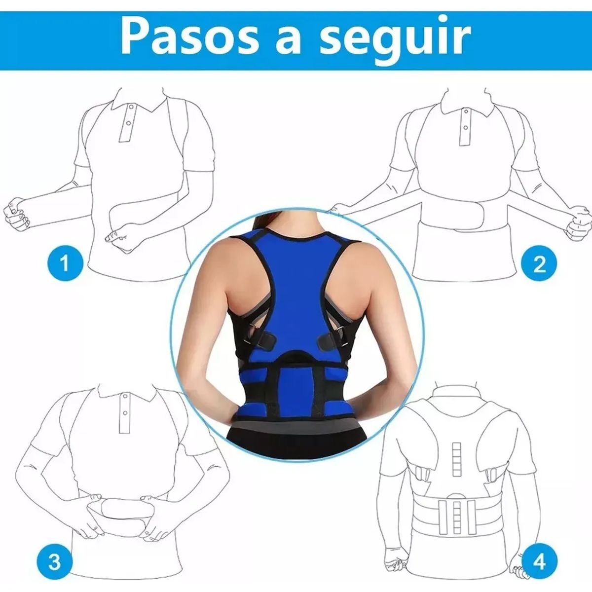 GENERICO - Con Imán Soporte Lumbar Corrector De Postura Unisex L