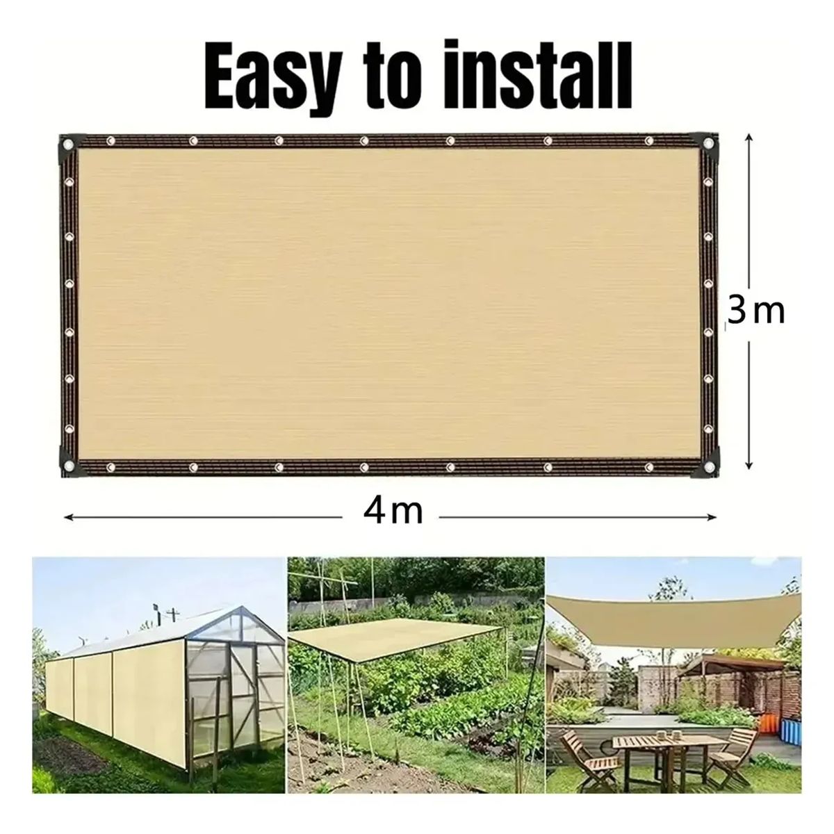 GENERICO - Lona De Malla De Sombra Red Bloqu 3x4m Tasa De Sombreado 90% Beige