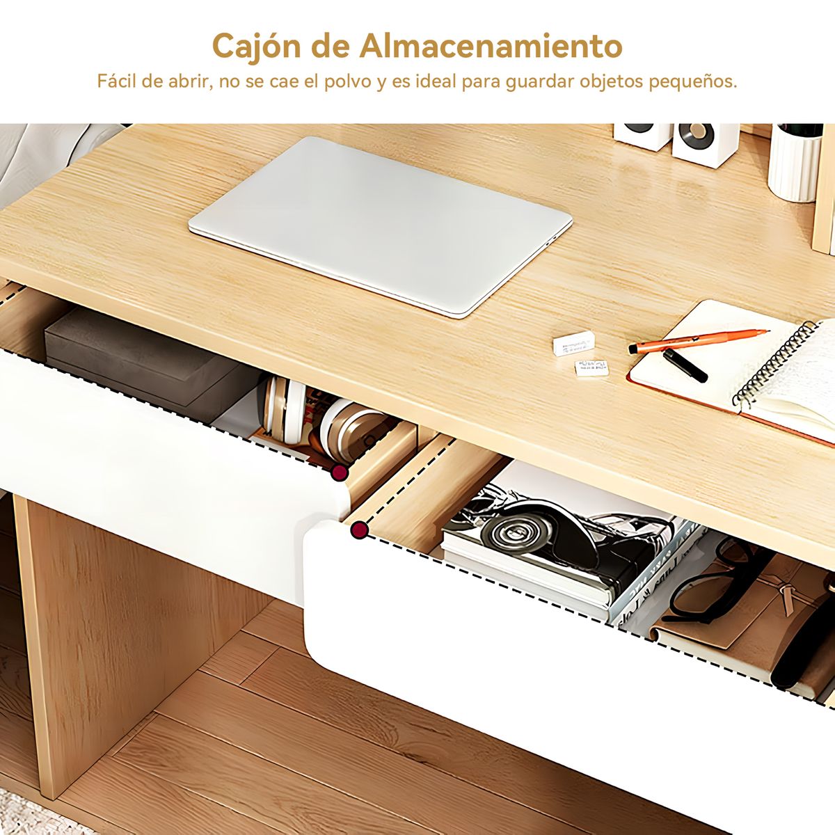 VIDITA - Juego Silla Carla Ergonómica Soporte Lumber Biónico Escritorio Con Estante 80x110cm