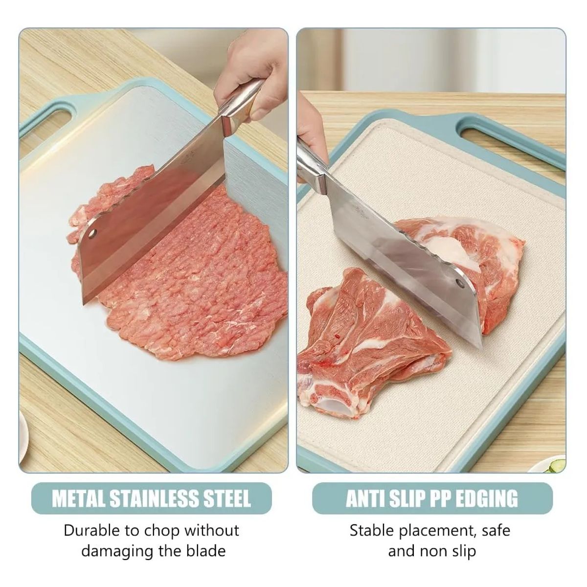 KUANGYE - Tabla Para Picar Para Cortar Doble Lado De Acero Inoxidable Doble Cara