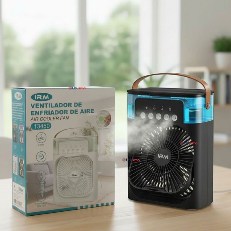 LINE Climatizador Portátil Frío 4 en 1 Ventilador Humificador Enfriador Lampara LED USB Negro