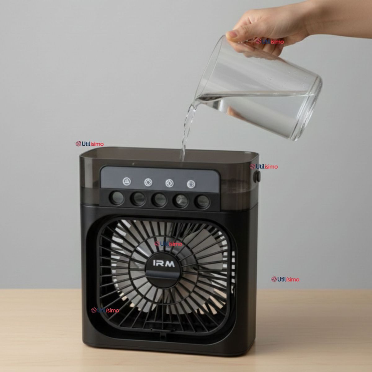 LINE - Climatizador Portátil Frío 4 en 1 Ventilador Humificador Enfriador Lampara LED USB Negro