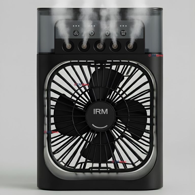 LINE Climatizador Portátil Frío 4 en 1 Ventilador Humificador Enfriador Lampara LED USB Negro