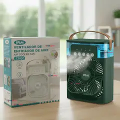 LINE - Climatizador Portátil Frío 4 en 1 Ventilador Humificador Enfriador Lampara LED USB Verde