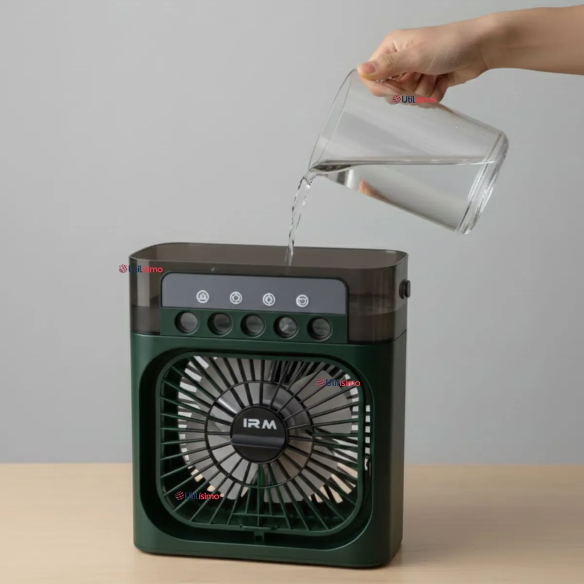 LINE - Climatizador Portátil Frío 4 en 1 Ventilador Humificador Enfriador Lampara LED USB Verde