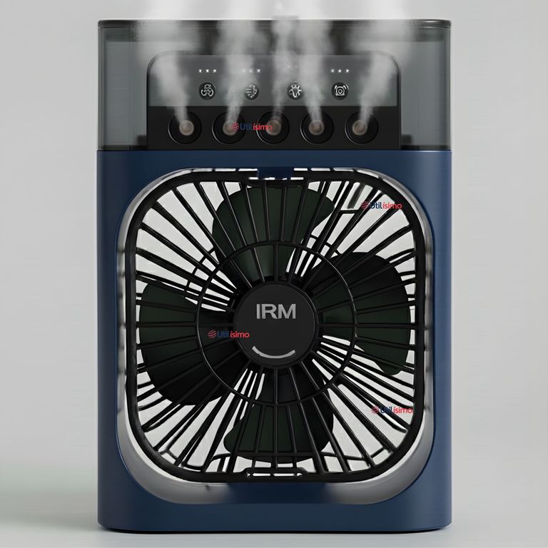 LINE Climatizador Portátil Frío 4 en 1 Ventilador Humificador Enfriador Lampara LED USB Azul