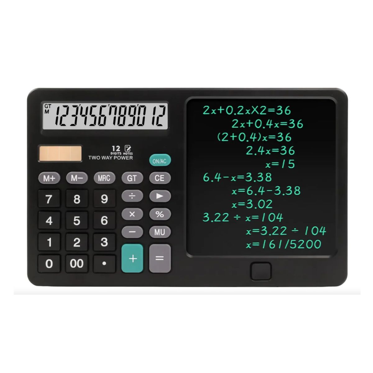 GENERICO - Calculadora Científica Básica 12 Dígitos con Tablet de Escritura LCD 6.5" y Lápiz