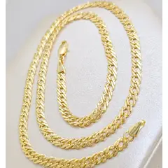 GENERICO - Cadena Cubana Cruzada Gruesa Oro Laminado 18k