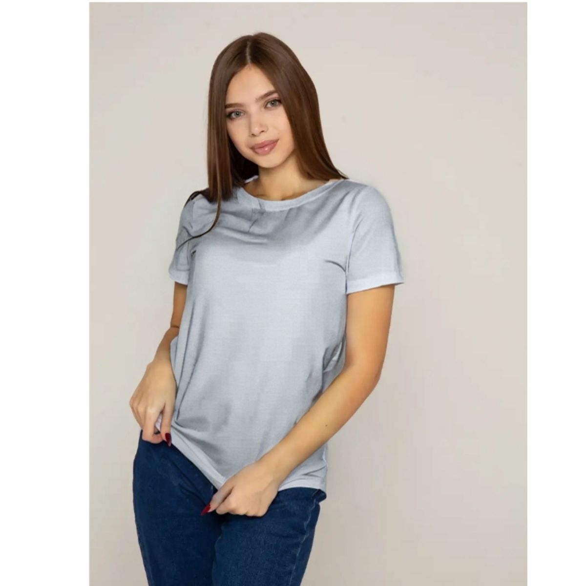 LIKE SHOP - Polera Manga Corta Algodón Mujer Cuello Redondo Lisa Basic