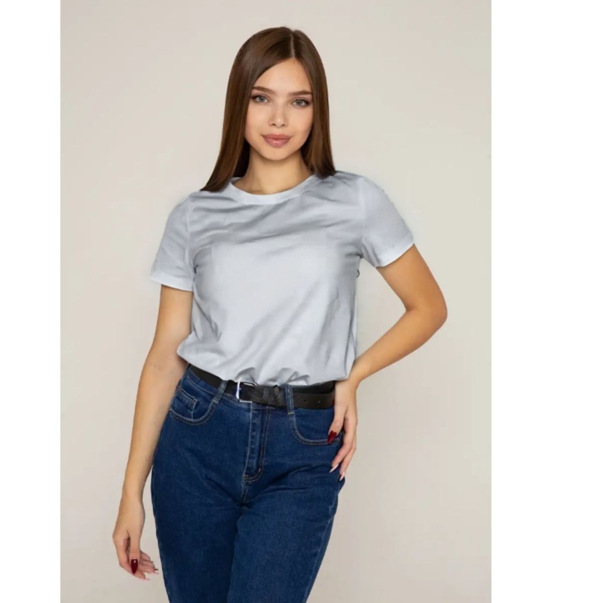 LIKE SHOP - Polera Manga Corta Algodón Mujer Cuello Redondo Lisa Basic