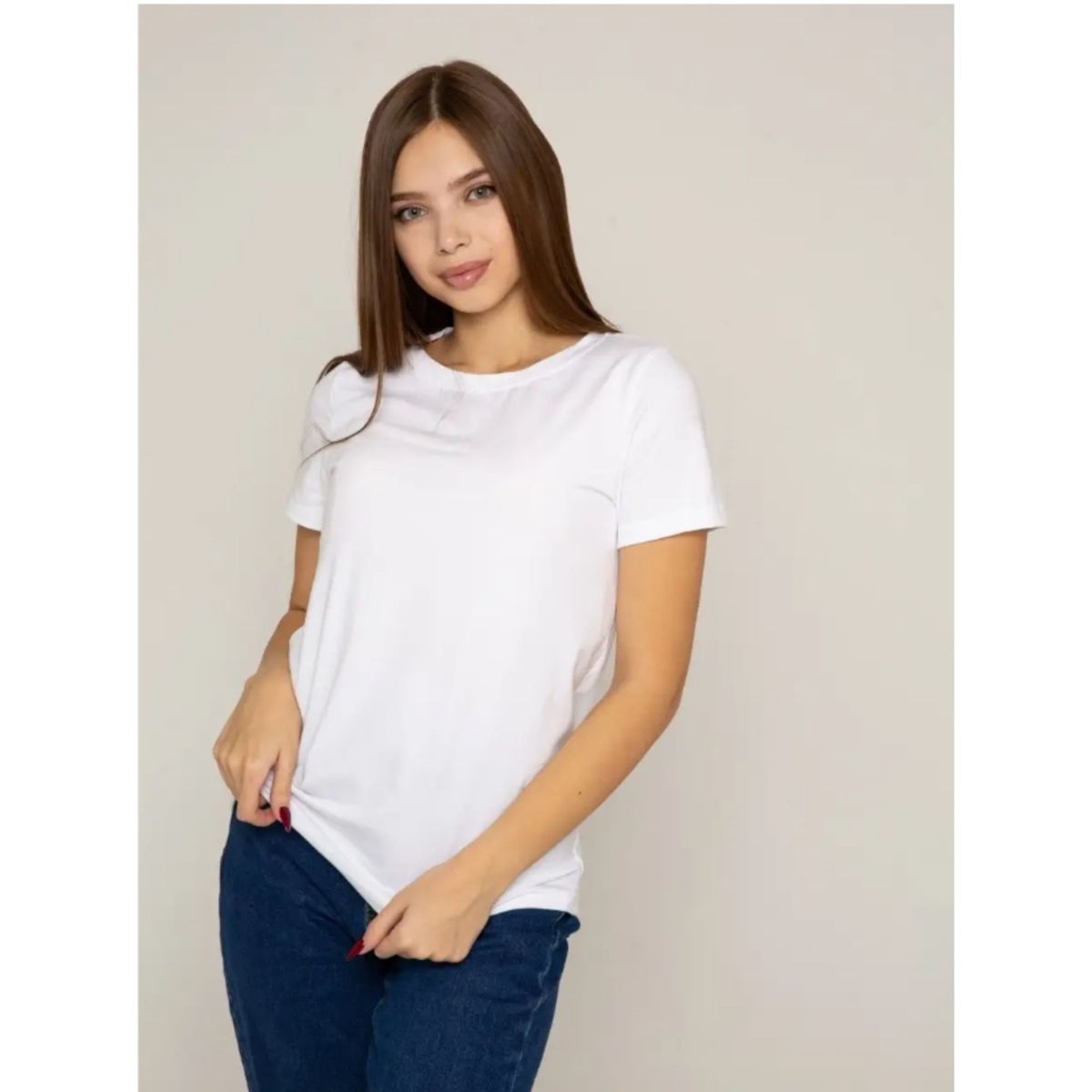 LIKE SHOP - Polera Manga Corta Algodón Mujer Cuello Redondo Lisa Basic