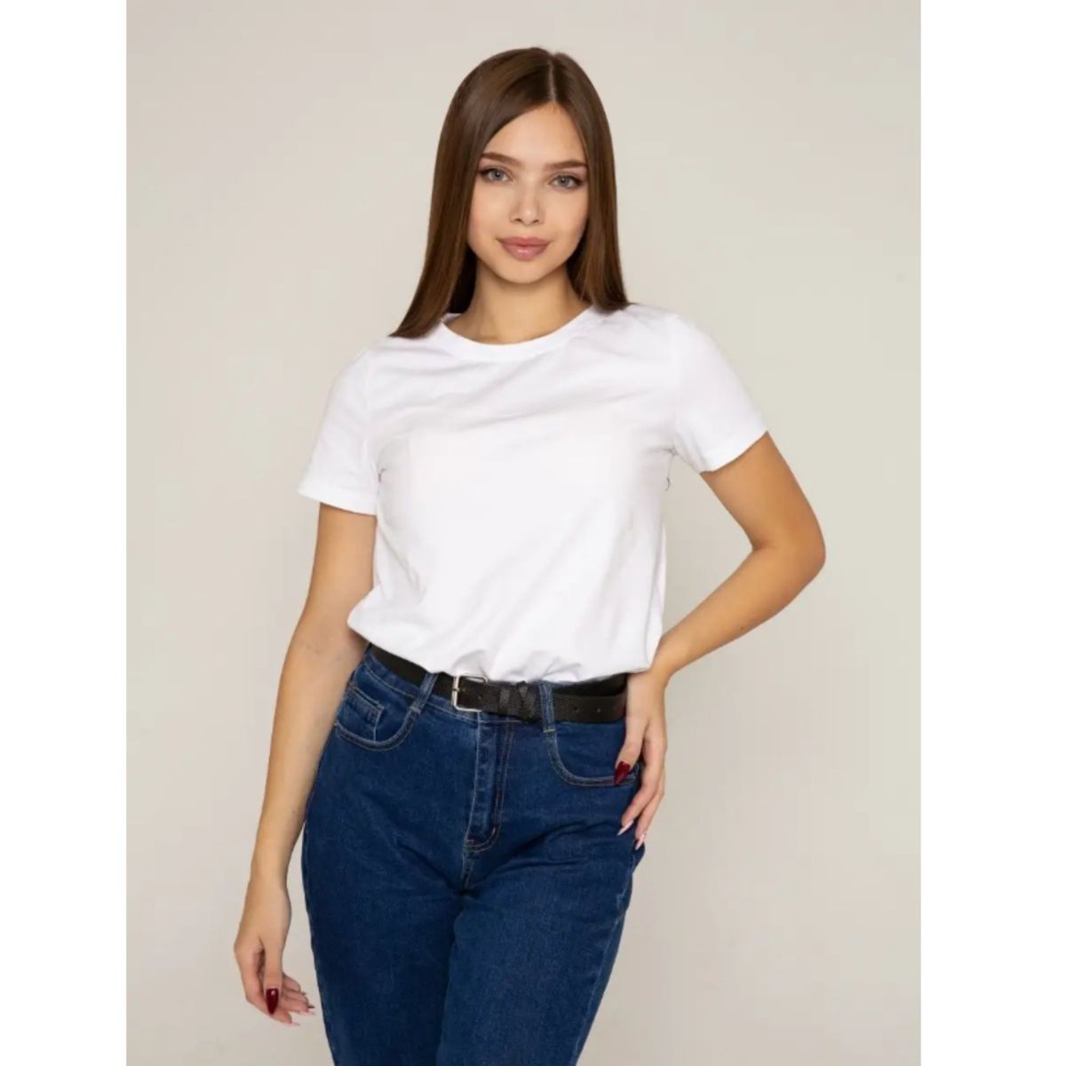 LIKE SHOP - Polera Manga Corta Algodón Mujer Cuello Redondo Lisa Basic