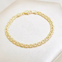 GENERICO - Pulsera Cubana Cruzada Oro Laminado 18k