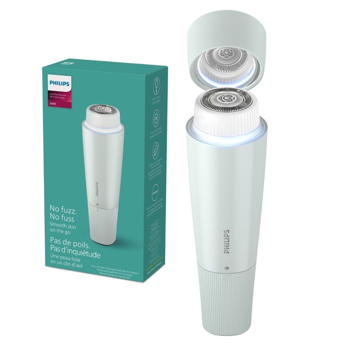 PHILIPS - Depiladora Facial Philips Serie 5000 BRR474/00 Color Verde