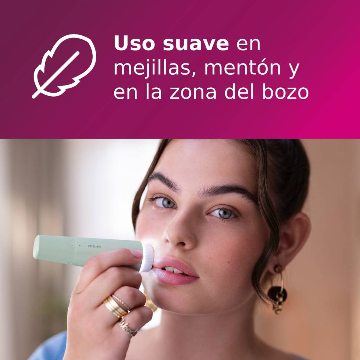 PHILIPS - Depiladora Facial Philips Serie 5000 BRR474/00 Color Verde