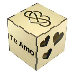 LOS REGALONES - Caja De Luz En Madera Enamorados San Valentín