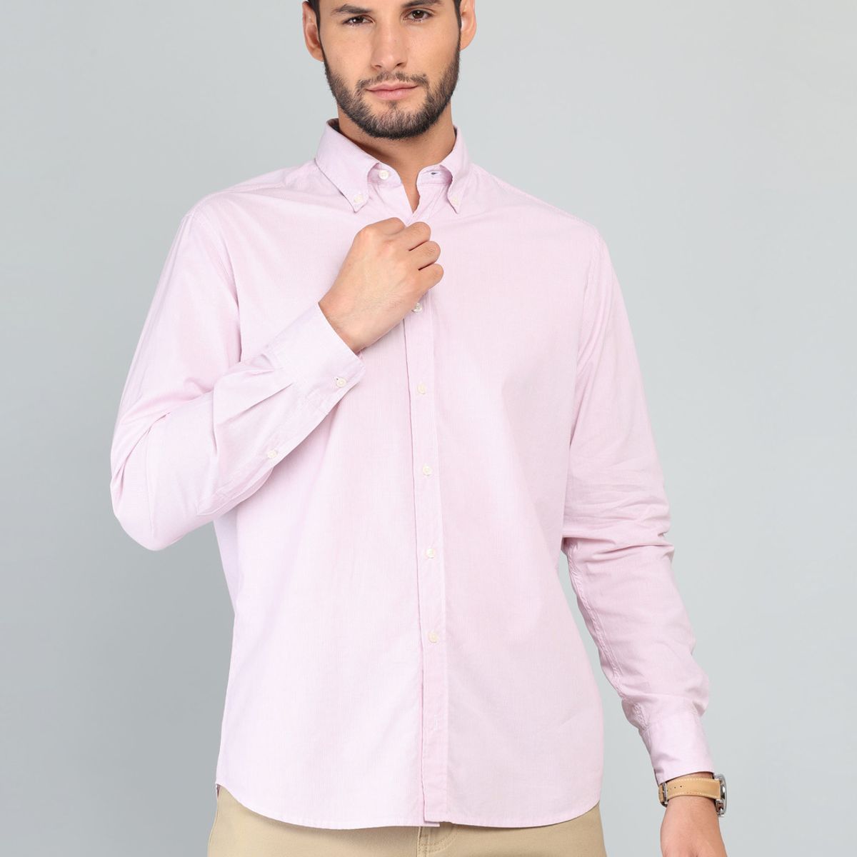 ARROW - Camisa A Rayas Regular Fit Rosado Arrow ARROW