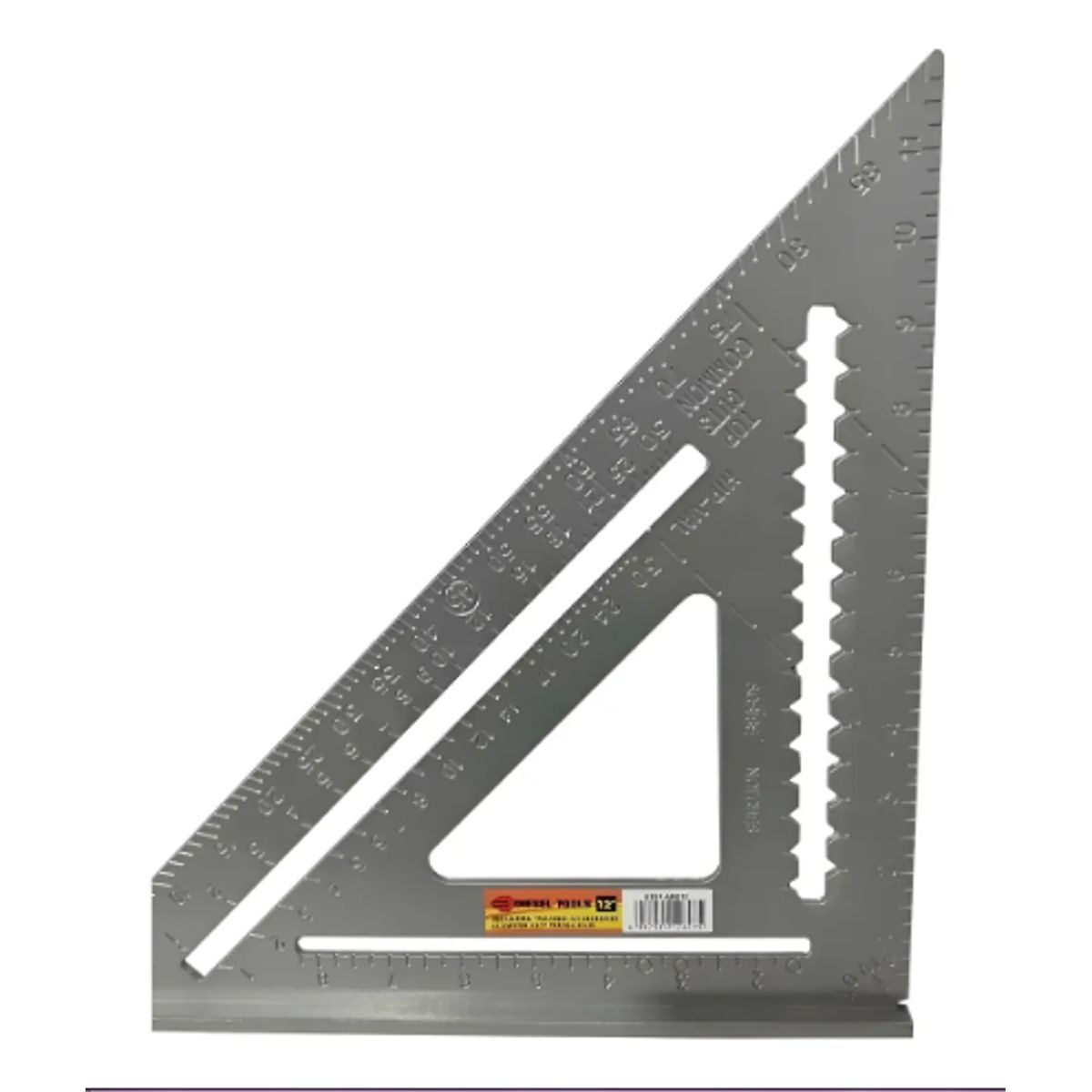 GENERICO - Regla Escuadra Triangular Metálica De Carpintería Grados Plateado