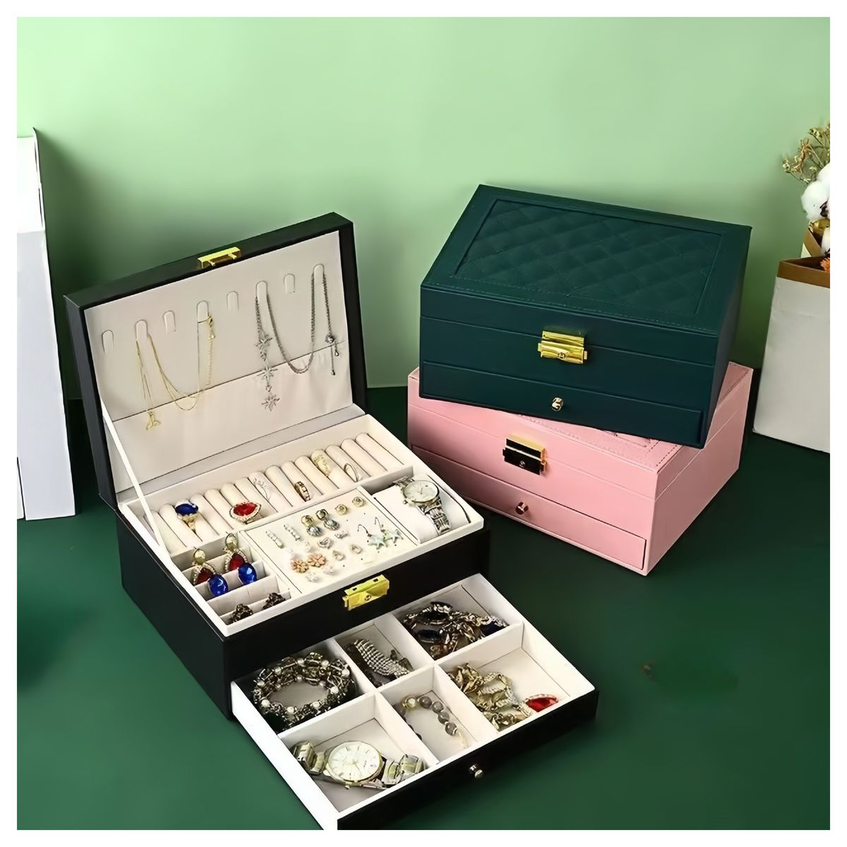 GENERICO - Joyero Caja De Joya Tres Capas Tipo Maleta Organizador Joyas
