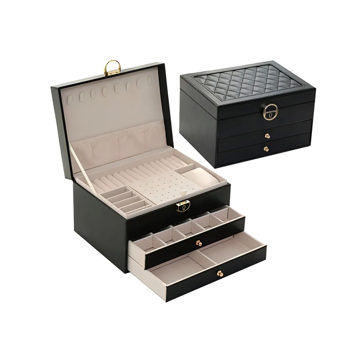 GENERICO - Joyero Caja De Joya Tres Capas Tipo Maleta Organizador Joyas