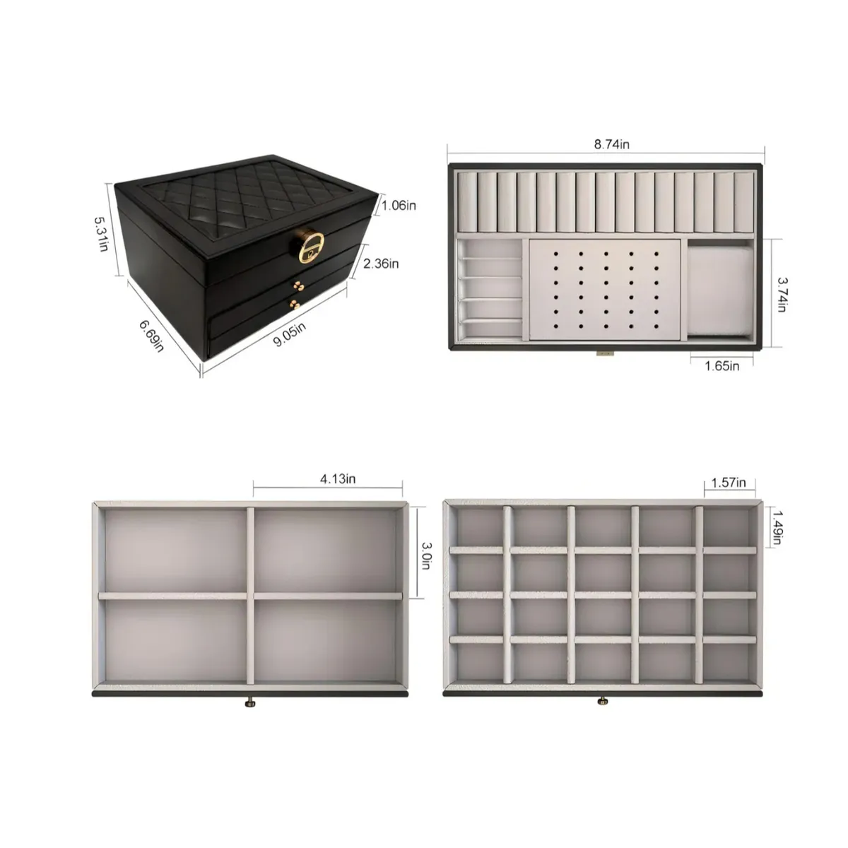 GENERICO - Joyero Caja De Joya Tres Capas Tipo Maleta Organizador Joyas