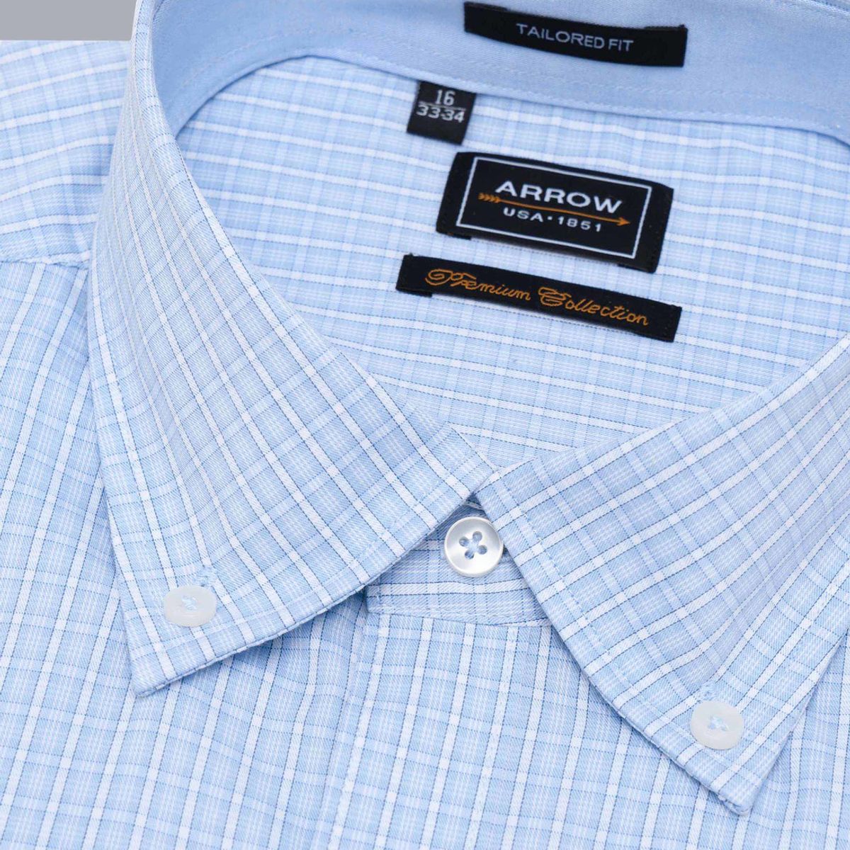 ARROW - Camisa Formal Spandex Tailored Fit Celeste Arrow ARROW