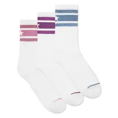 CONVERSE - Calcetines Sparkle C-Star Tripack Mujer Blanco