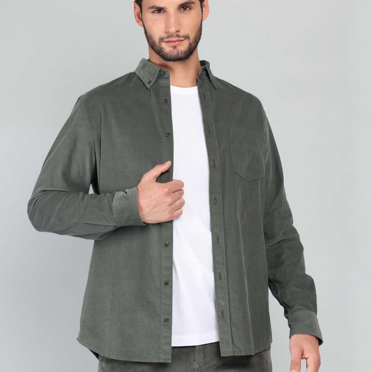 ARROW - Camisa Cotelé Regular Fit Oliva Arrow ARROW