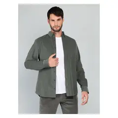 ARROW - Camisa Cotelé Regular Fit Oliva