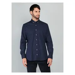 ARROW - Camisa Print Spandex Regular Fit Azul Marino