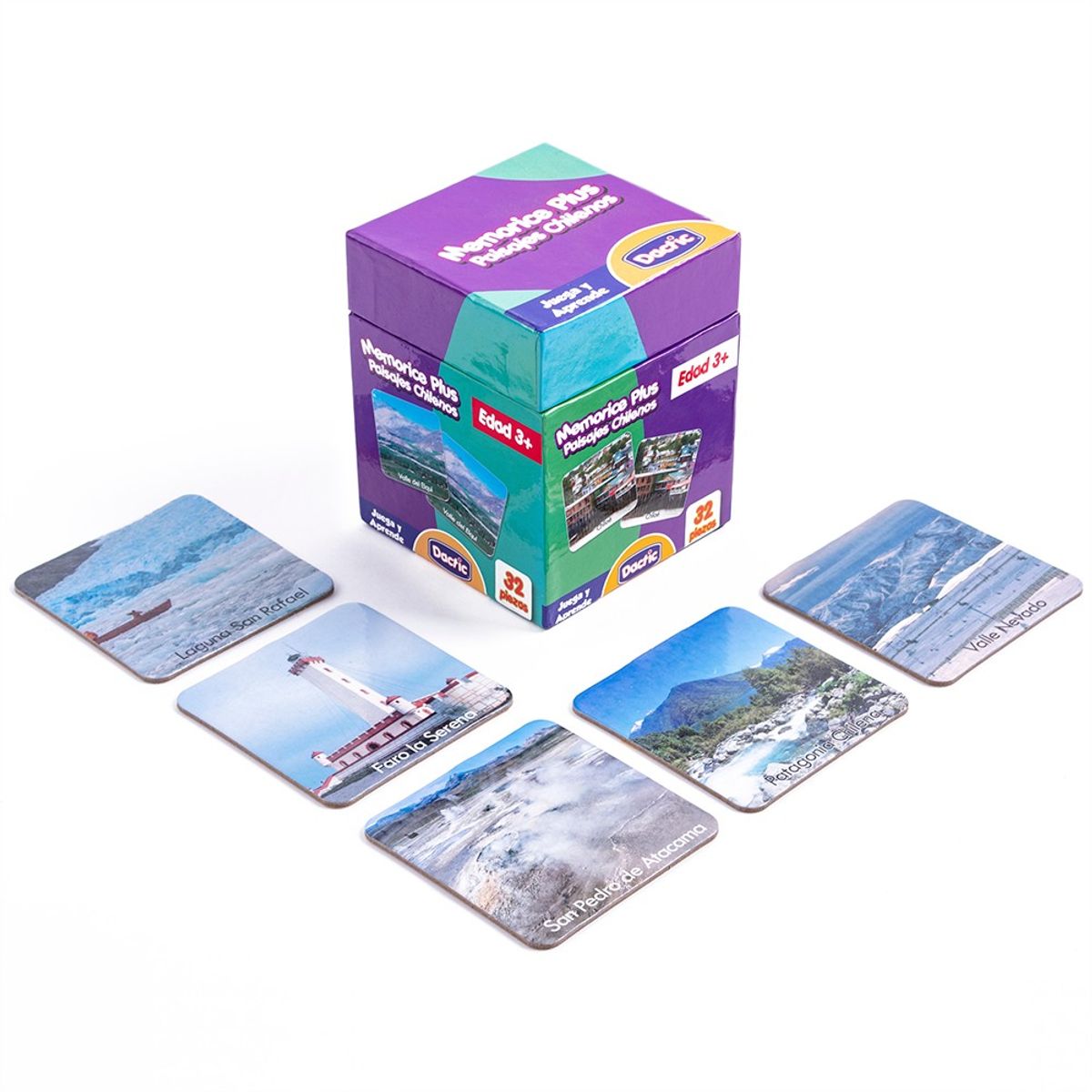 DACTIC - Juego Memorice Plus Paisaje Chile Cartón 32 Piezas Dactic