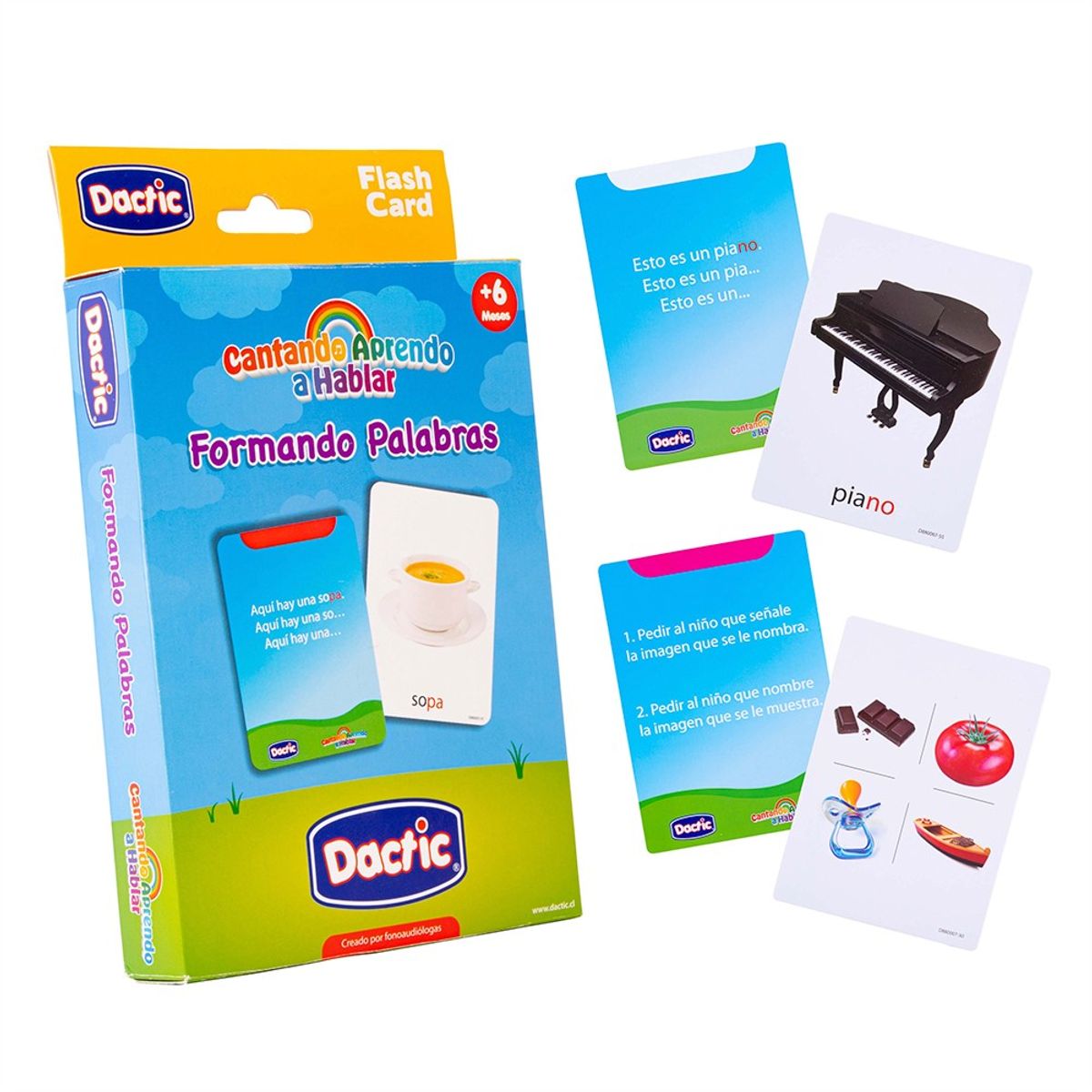 DACTIC - Láminas Formando Palabra Cantando Carton 60 Piezas Dactic