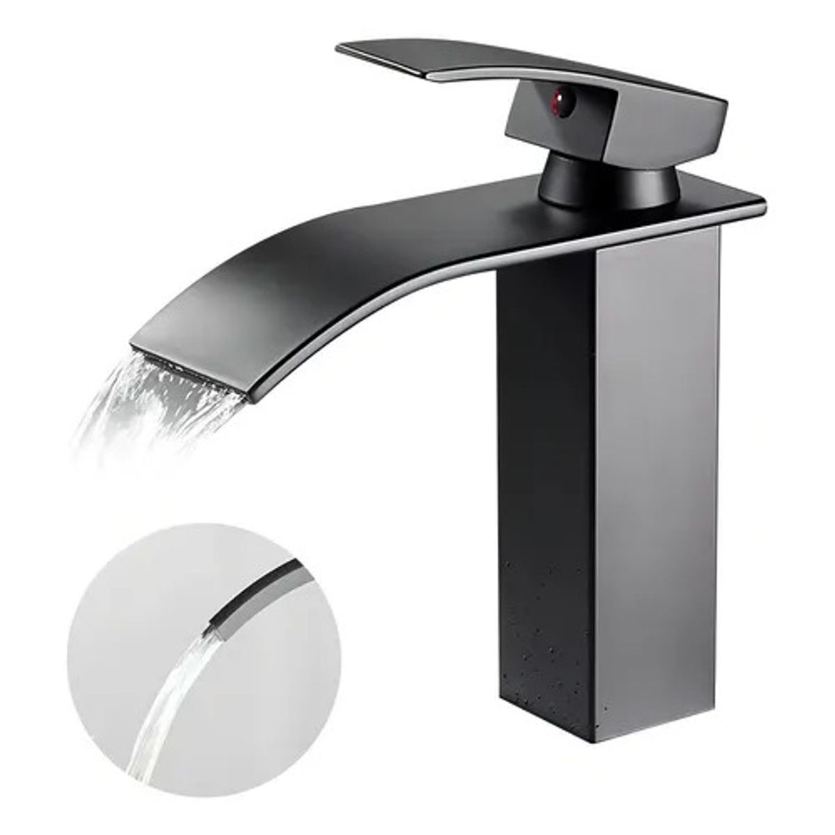 GENERICO - Llave Monomando Lavamanos Grifería Baño Baja Curva Negro Mate Premium