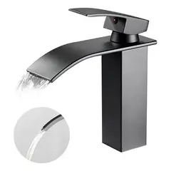 GENERICO - Llave Monomando Lavamanos Grifería Baño Baja Curva Negro Mate Premium