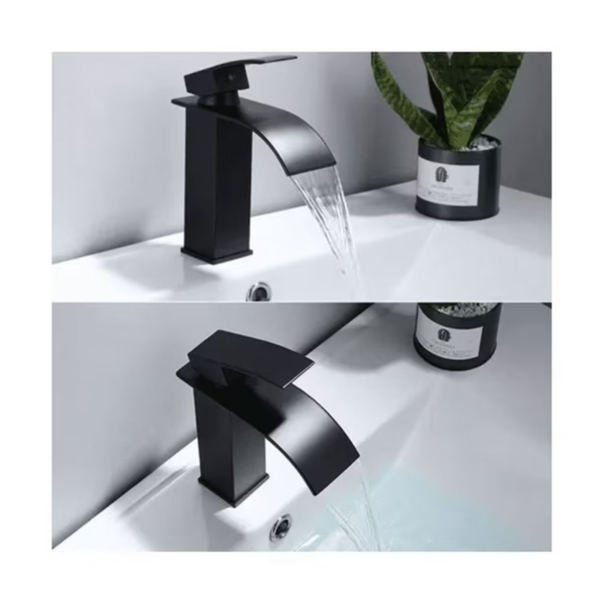 GENERICO - Llave Monomando Lavamanos Grifería Baño Baja Curva Negro Mate Premium
