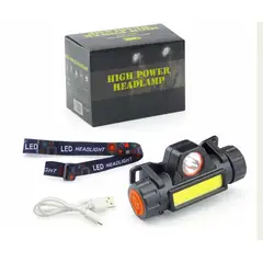 GENERICO - Linterna Minero 1 LED Mas1 LED COB, Con Iman, Recargable Por USB