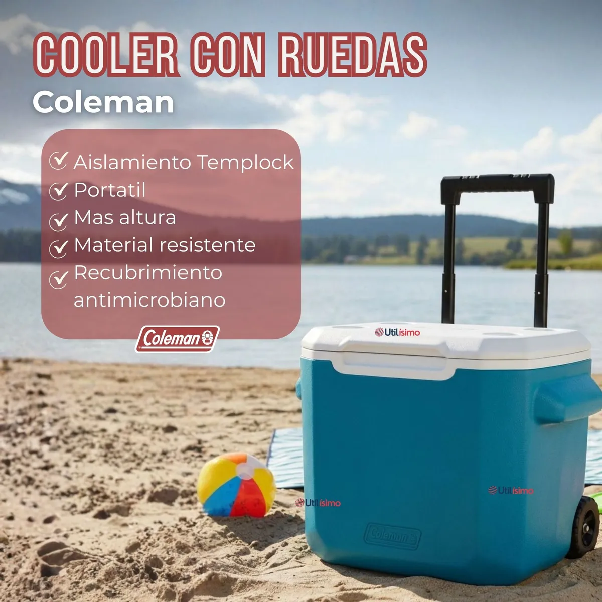 COLEMAN - Cooler Con Ruedas Coleman® Celeste 27 Litros / 28 QT